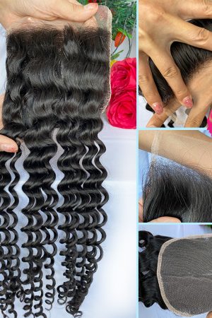 Raw hair Burmese curly 4*4 Transparent Lace Closure