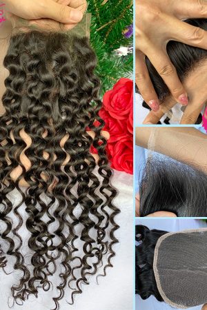 Raw hair Natural Curly 4*4 Transparent Lace Closure