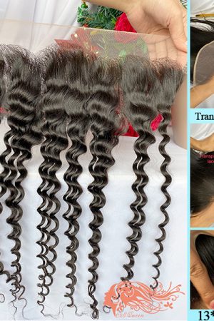 Raw hair 12-22Inch Bounce Curly 13*4 Transparent Lace Frontal
