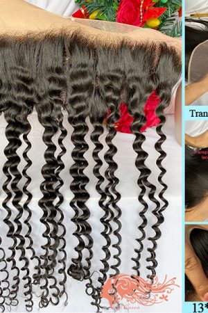 Raw hair 12-22Inch Burmese curly 13*4 Transparent Lace Frontal