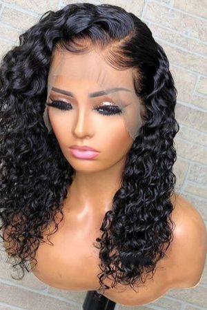 Raw Hair Bounce Curly 13*4 Transparent Lace Frontal BOB Wig 180% Density
