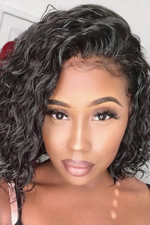 Raw Hair Mermaid Wave 4*4 Transparent Lace Closure BOB Wig 180% Density