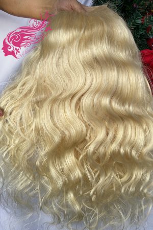 9A Hair Body Wave 5*5 Closure Transparent Lace Wig 180% Density 613# Blonde Color