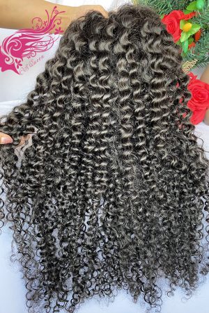 9A Hair Jerry Curly 13*4 Frontal Transparent Lace Wig 180% Density