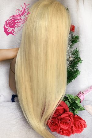 9A Hair Straight 5*5 Closure Transparent Lace Wig 180% Density 613# Blonde Color